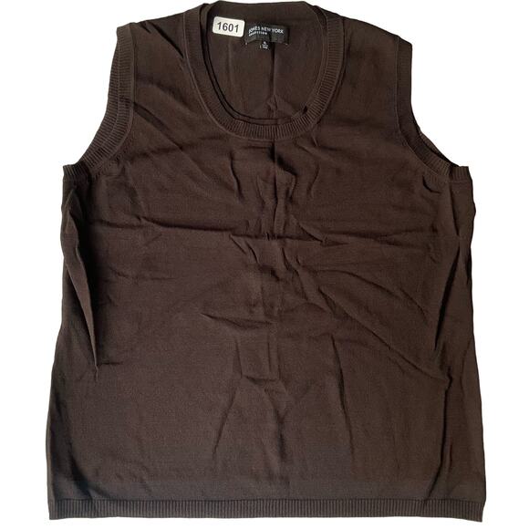 Jones New York Collection Women’s Sleeveless Knit Blouse size XL, Solid Brown - Picture 1 of 7